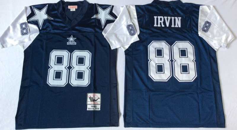 Cowboys 88 Michael Irvin Navy Thanksgiving M&N Throwback Jersey